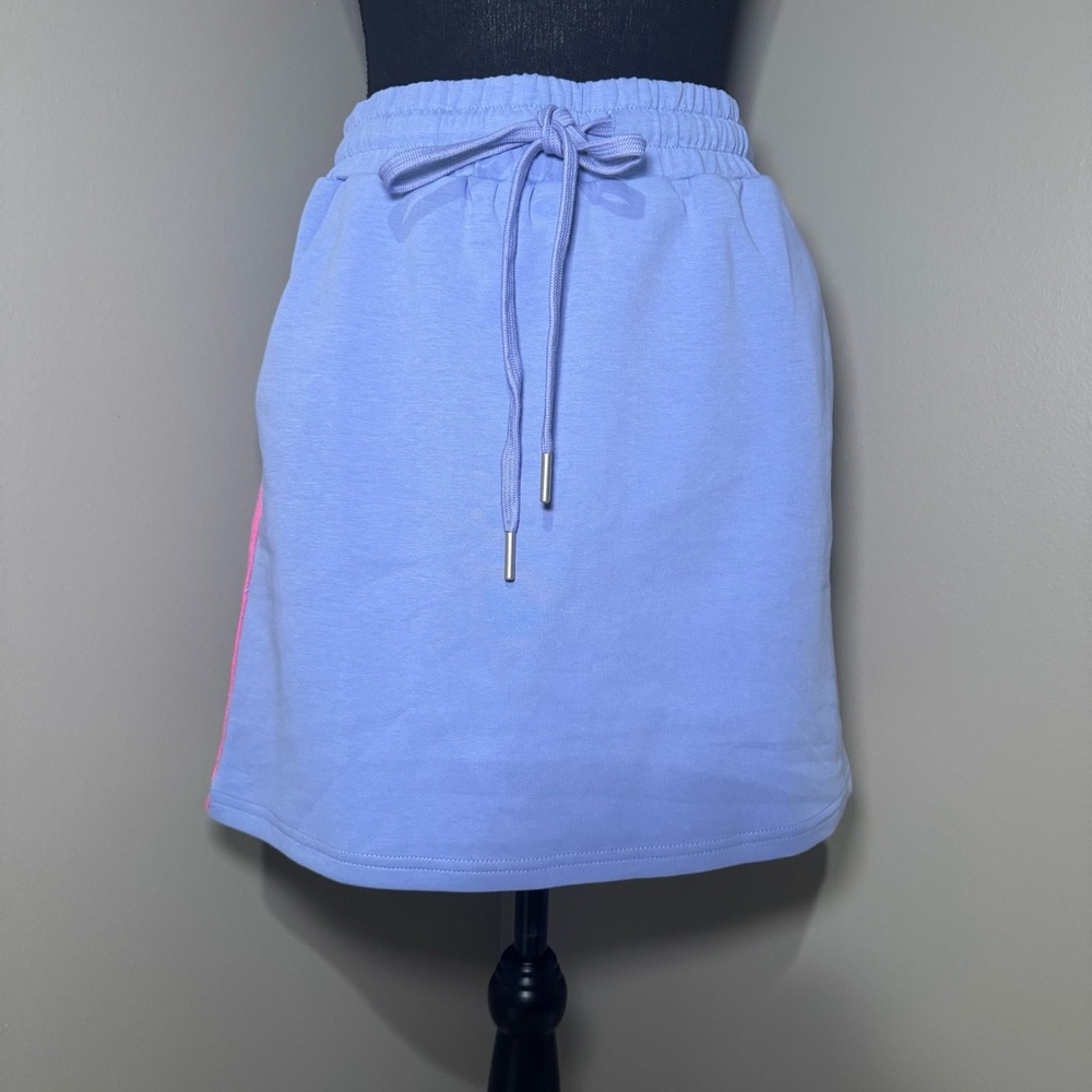 Entro Sporty Blue A-Line Mini Skirt‎ with Tie Front Elastic Waist Size Small